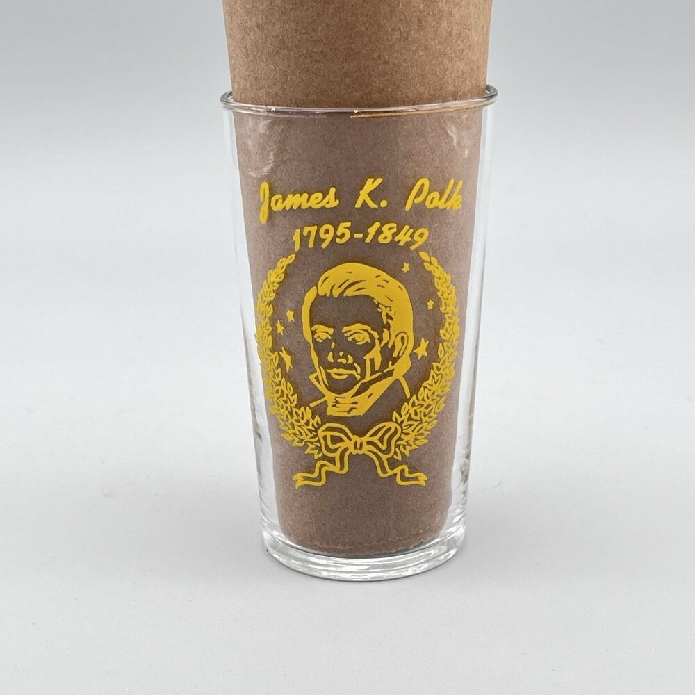 Vintage US Presidential Portrait 4.5" Juice Glass James K. Polk 1795-1849